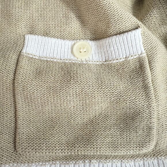 J.CREW Short-Sleeve Cardigan Sweater XS Heather Light Khaki White Collar NWT B63 - Picture 4 of 6